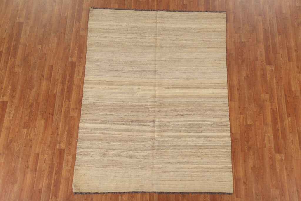 Wool Kilim Earth Tone Area Rug 5x7