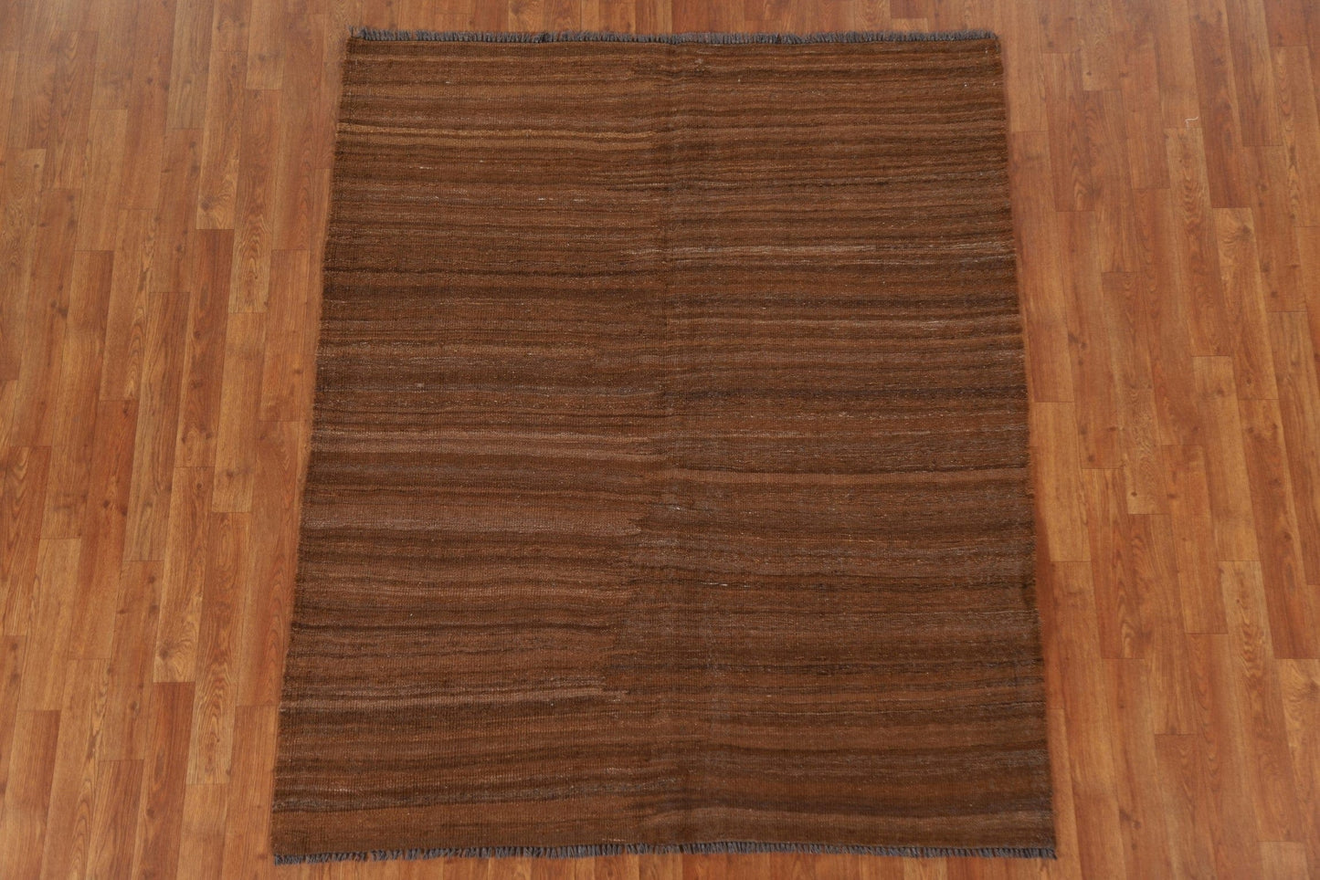 Earth Tone Kilim Brown Wool Area Rug 5x6