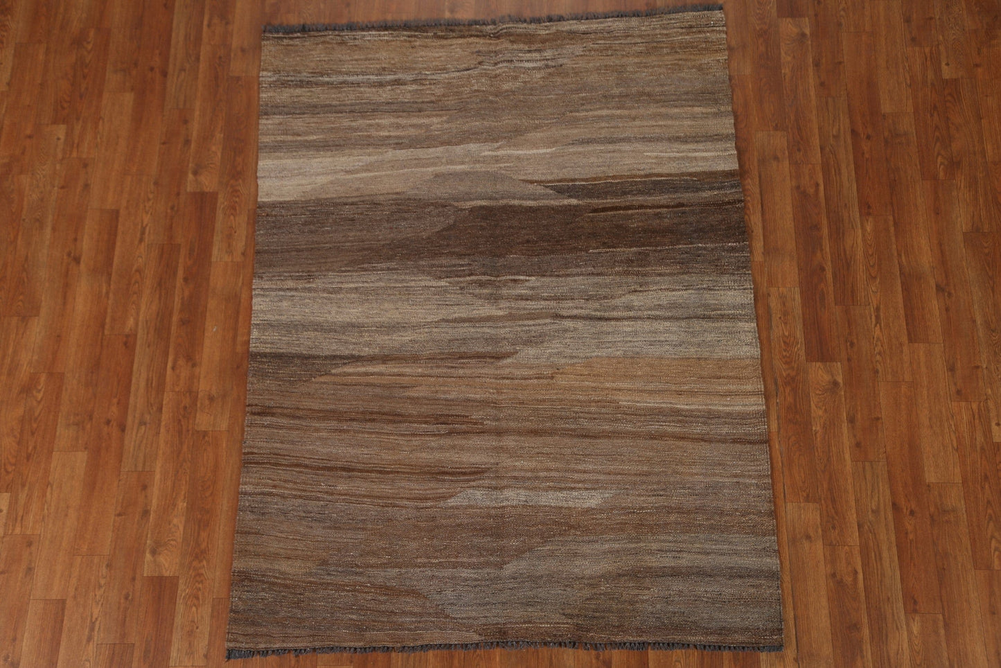 Brown Wool Kilim Oriental Area Rug 4x5