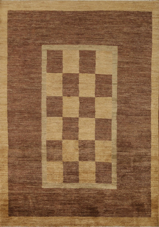 Checkered Gabbeh Vegetable Dye Area Rug 5x6