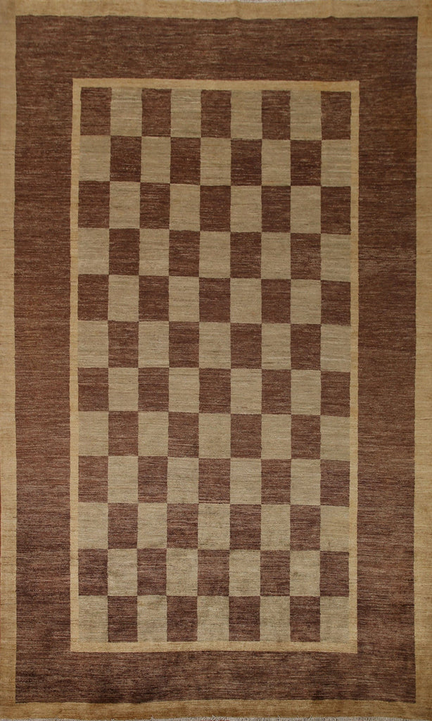 Checkered Gabbeh Vegetable Dye Area Rug 7x10