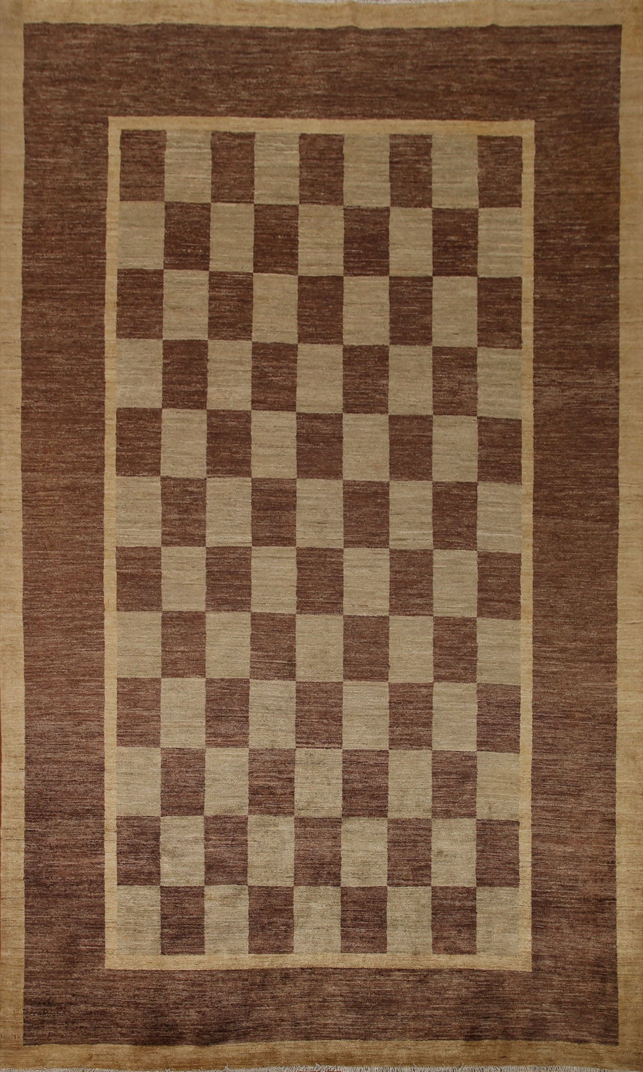 Checkered Gabbeh Vegetable Dye Area Rug 7x10