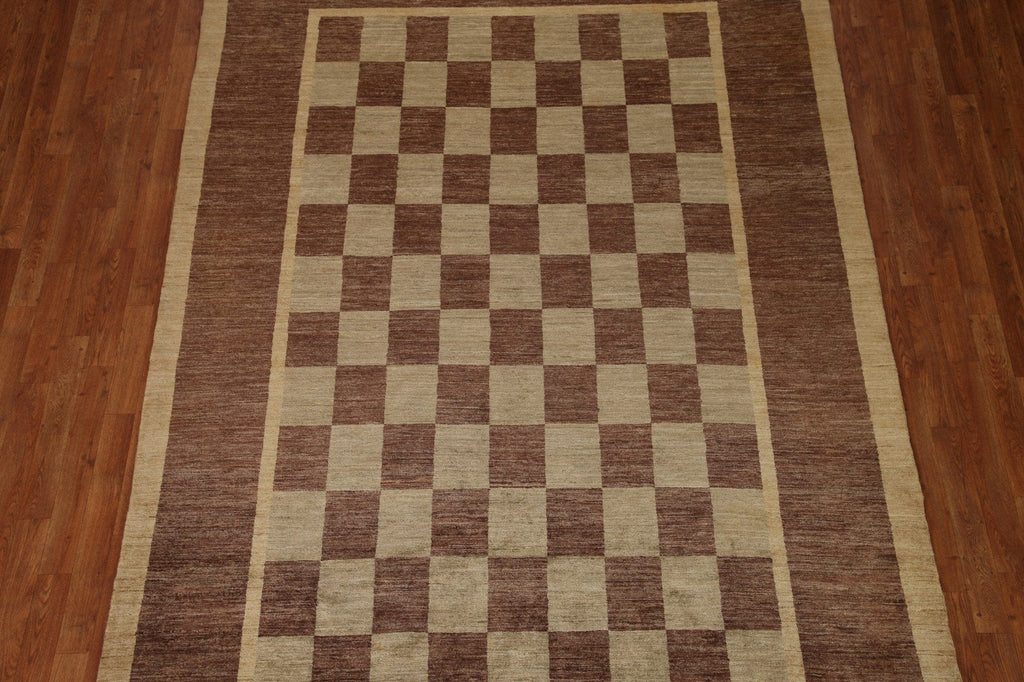 Checkered Gabbeh Vegetable Dye Area Rug 7x10