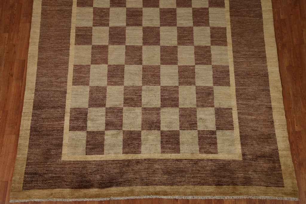 Checkered Gabbeh Vegetable Dye Area Rug 7x10