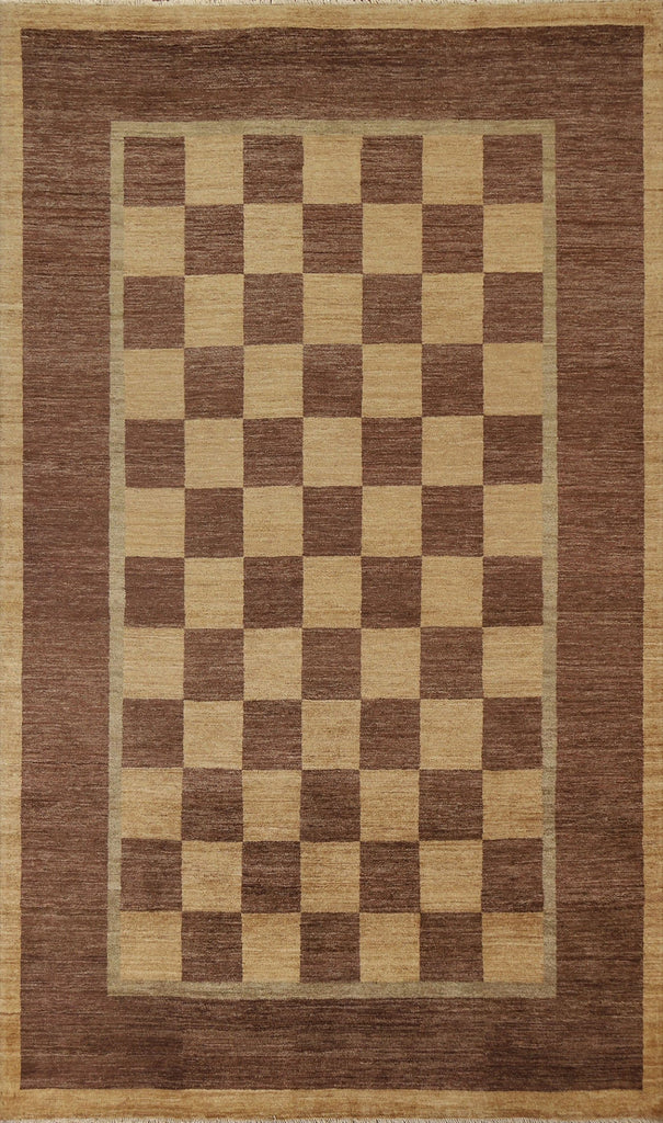 Checkered Gabbeh Vegetable Dye Area Rug 7x10