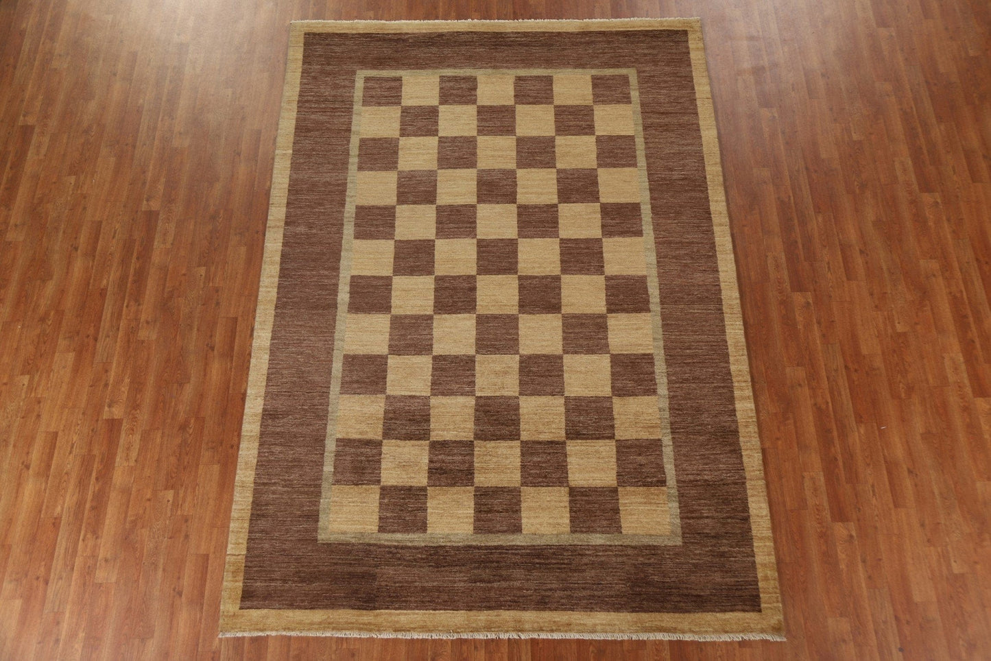 Checkered Gabbeh Vegetable Dye Area Rug 7x10