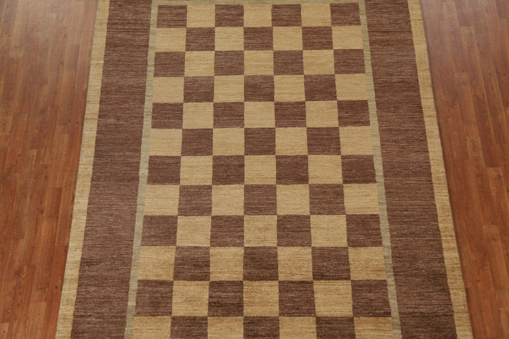 Checkered Gabbeh Vegetable Dye Area Rug 7x10