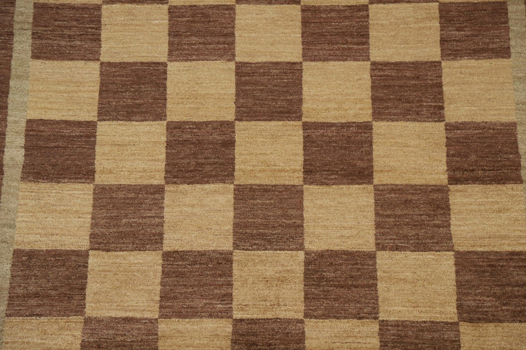 Checkered Gabbeh Vegetable Dye Area Rug 7x10