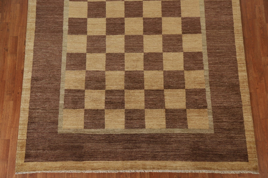 Checkered Gabbeh Vegetable Dye Area Rug 7x10