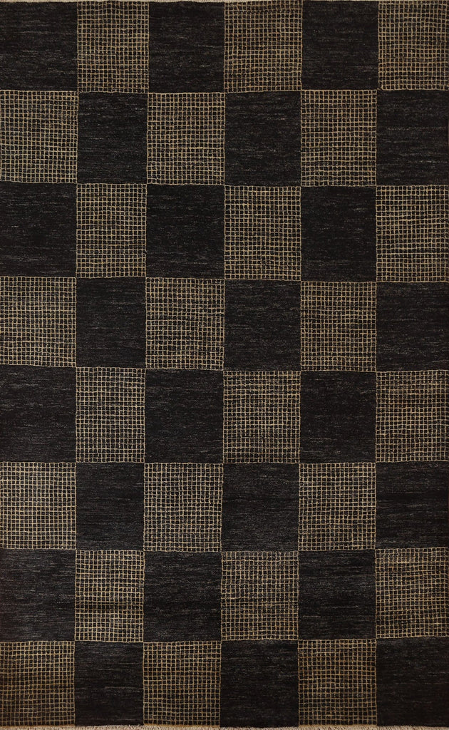 Checkered Modern Gabbeh Oriental Area Rug 6x9