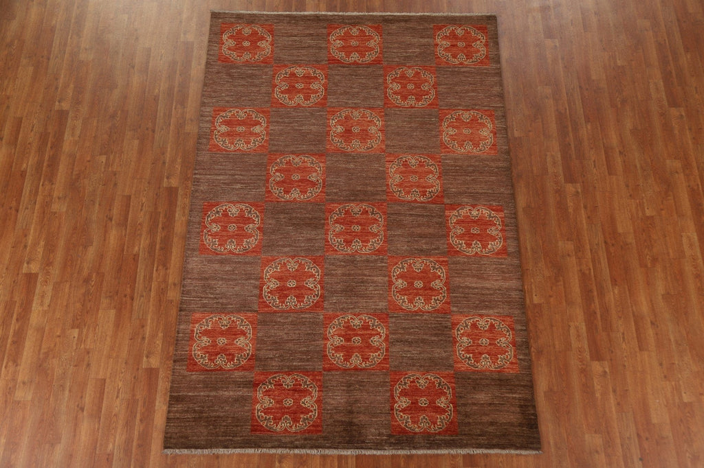 Vegetable Dye Gabbeh Modern Area Rug 6x9