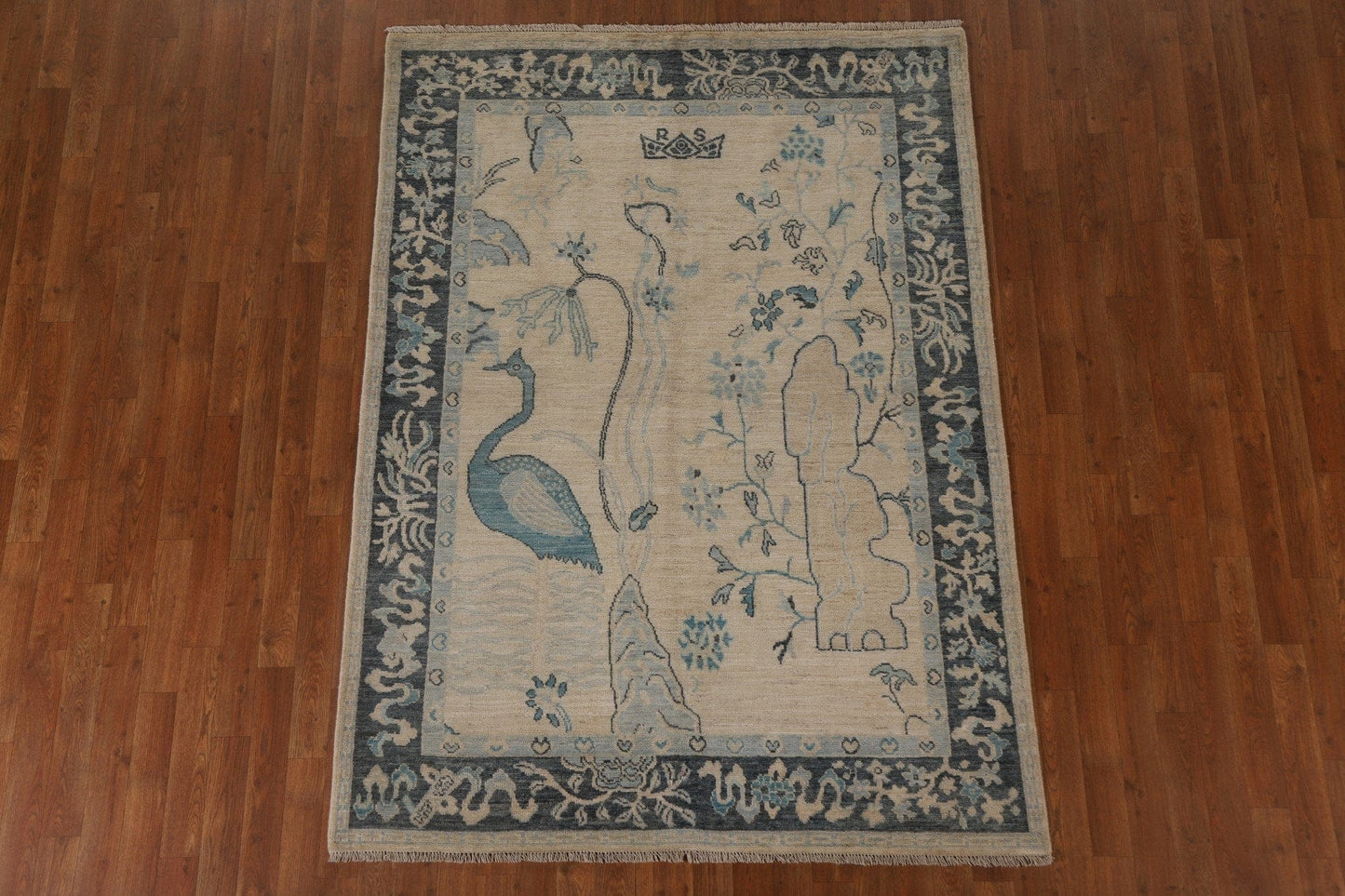 Vegetable Dye Oushak Turkish Area Rug 5x7