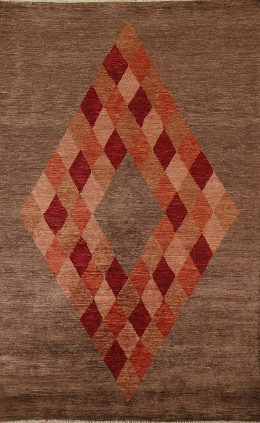 Vegetable Dye Modern Gabbeh Oriental Area Rug 6x8