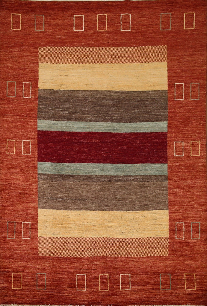 Modern Gabbeh Vegetable Dye Area Rug 7x8