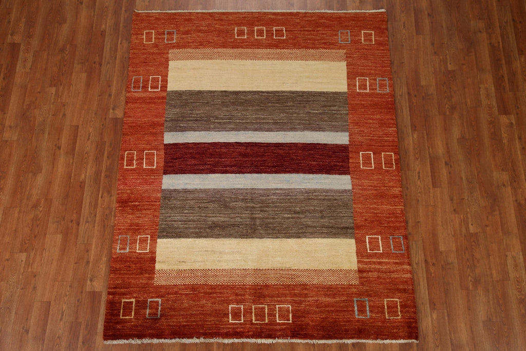 Vegetable Dye Gabbeh Modern Area Rug 5x7