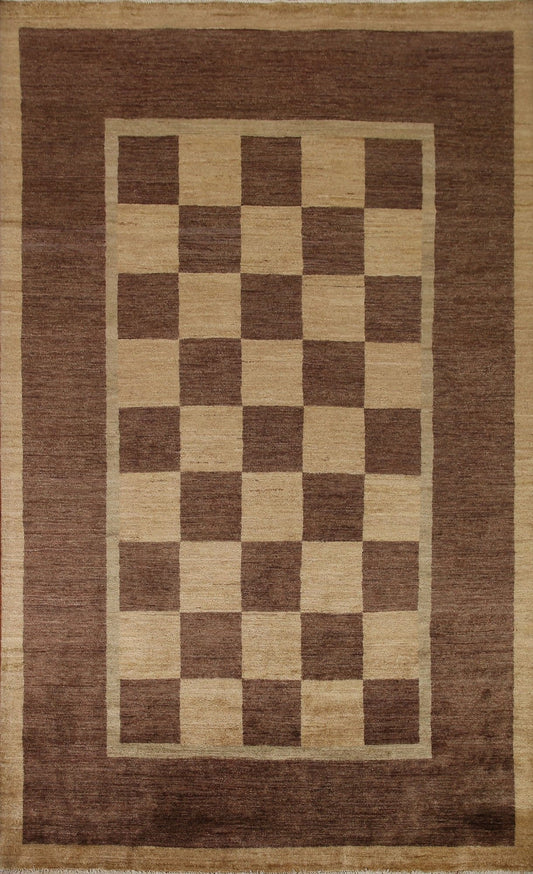 Checkered Gabbeh Vegetable Dye Area Rug 6x8