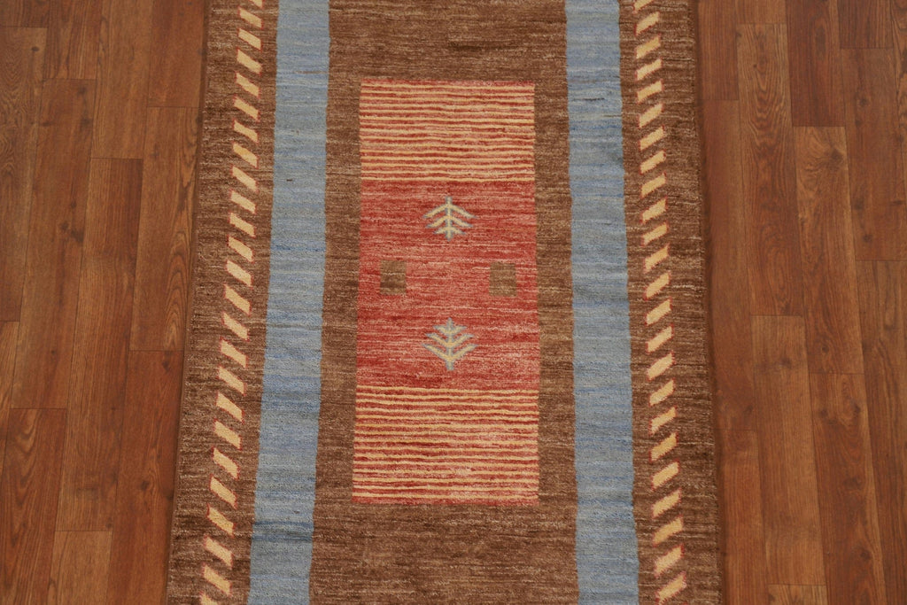 Geometric Modern Gabbeh Wool Runner Rug 3x10