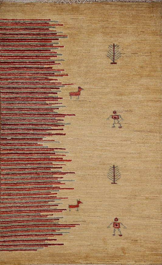 Tribal Gabbeh Vegetable Dye Area Rug 3x5