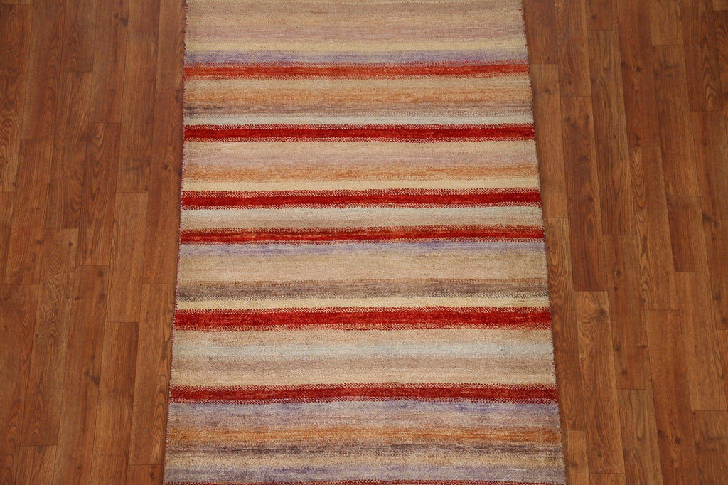 Vegetable Dye Gabbeh Striped Area Rug 3x5