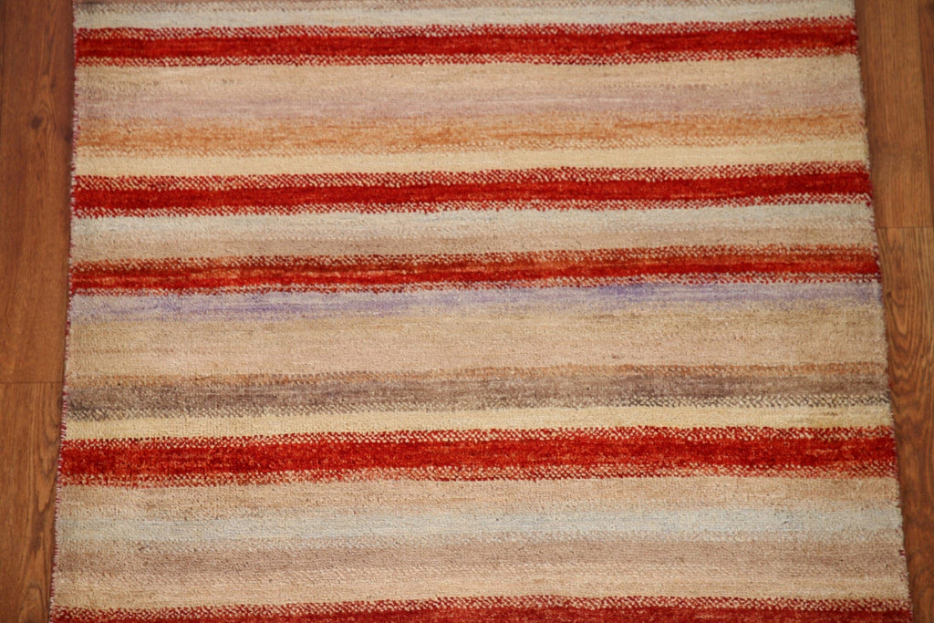 Vegetable Dye Gabbeh Striped Area Rug 3x5