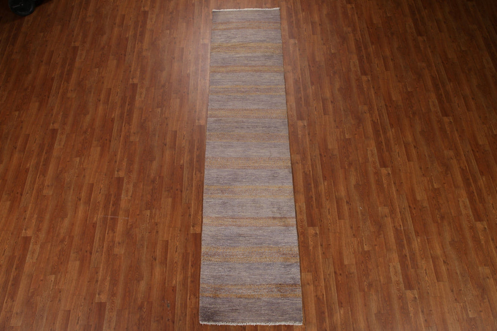 Striped Modern Gabbeh Wool Runner Rug 2x10