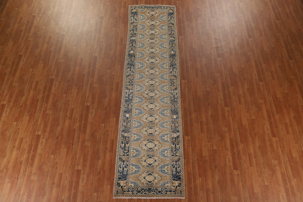 Vegetable Dye Oushak Turkish Runner Rug 4x12