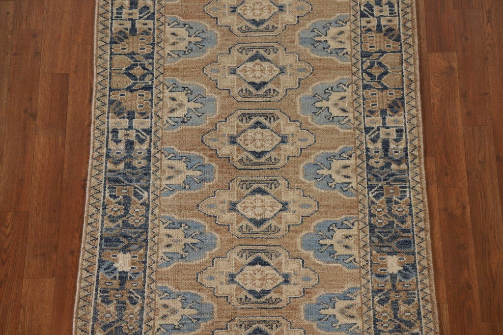 Vegetable Dye Oushak Turkish Runner Rug 4x12