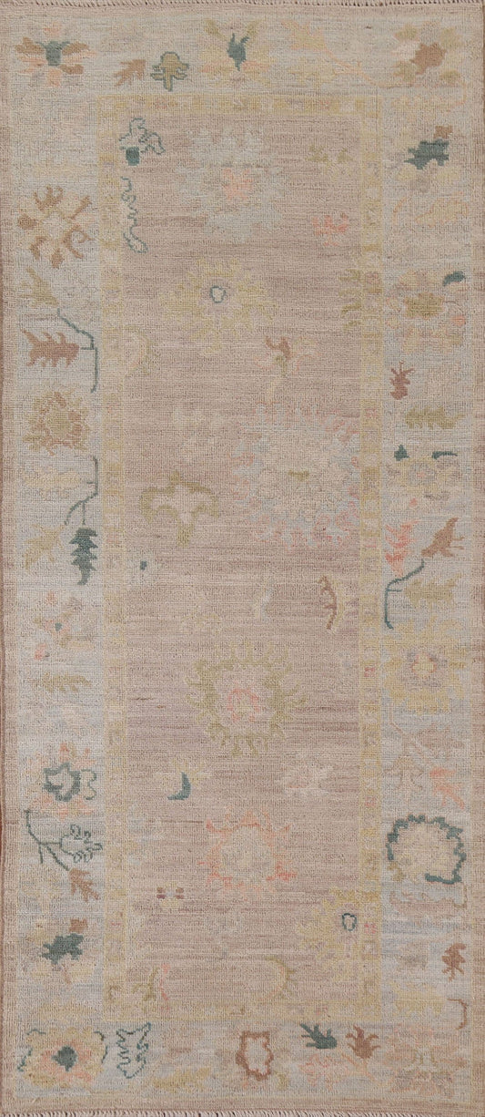 Vegetable Dye Oushak Oriental Runner Rug 3x8