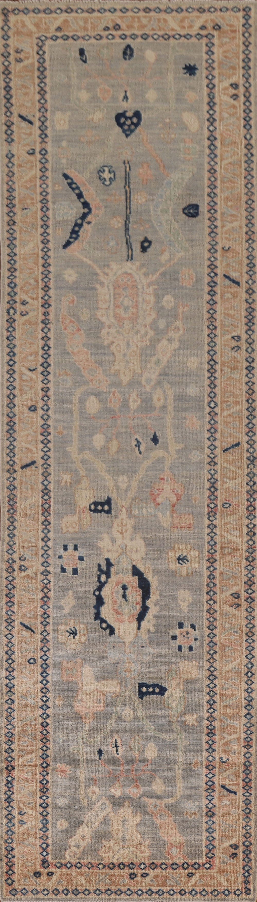 Vegetable Dye Oushak Oriental Runner Rug 3x12