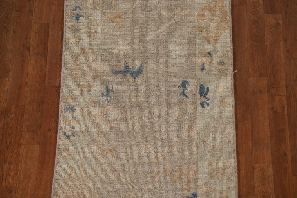 Vegetable Dye Oushak Turkish Runner Rug 3x10