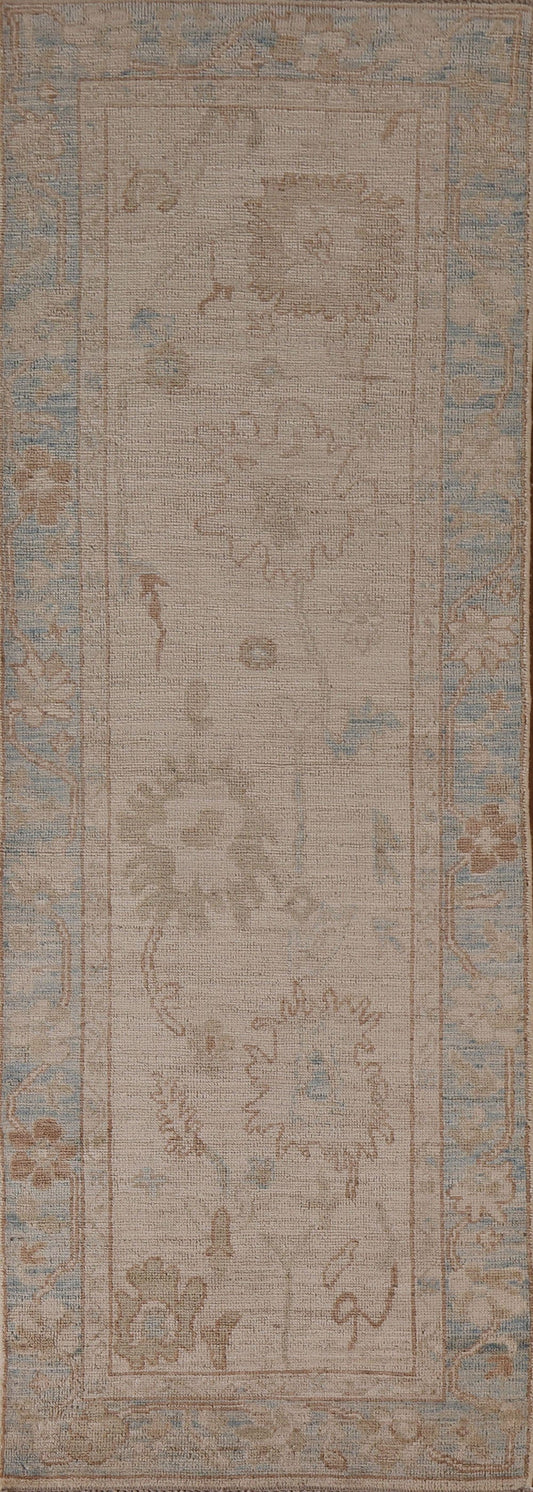 Vegetable Dye Oushak Oriental Runner Rug 3x8