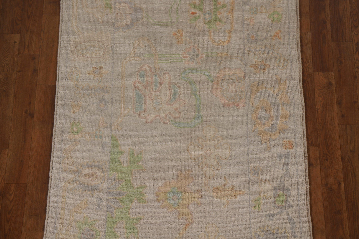 Floral Oushak Vegetable Dye Runner Rug 3x12