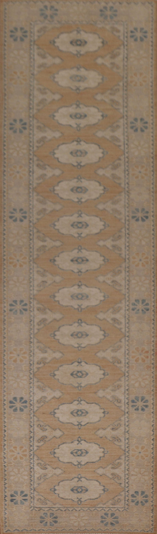 Vegetable Dye Oushak Turkish Runner Rug 3x13