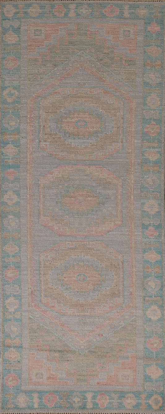 Vegetable Dye Oushak Turkish Runner Rug 3x8