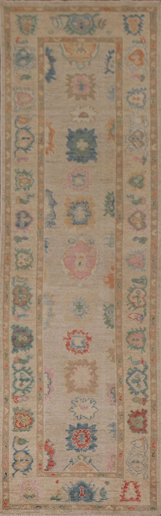 Vegetable Dye Oushak Turkish Runner Rug 3x10