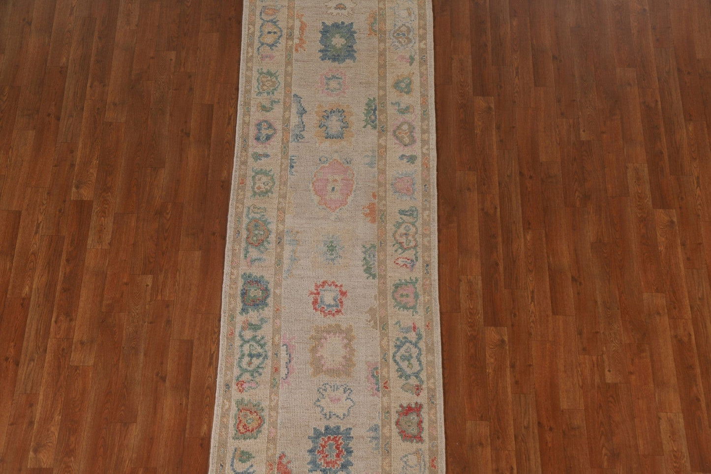 Vegetable Dye Oushak Turkish Runner Rug 3x10