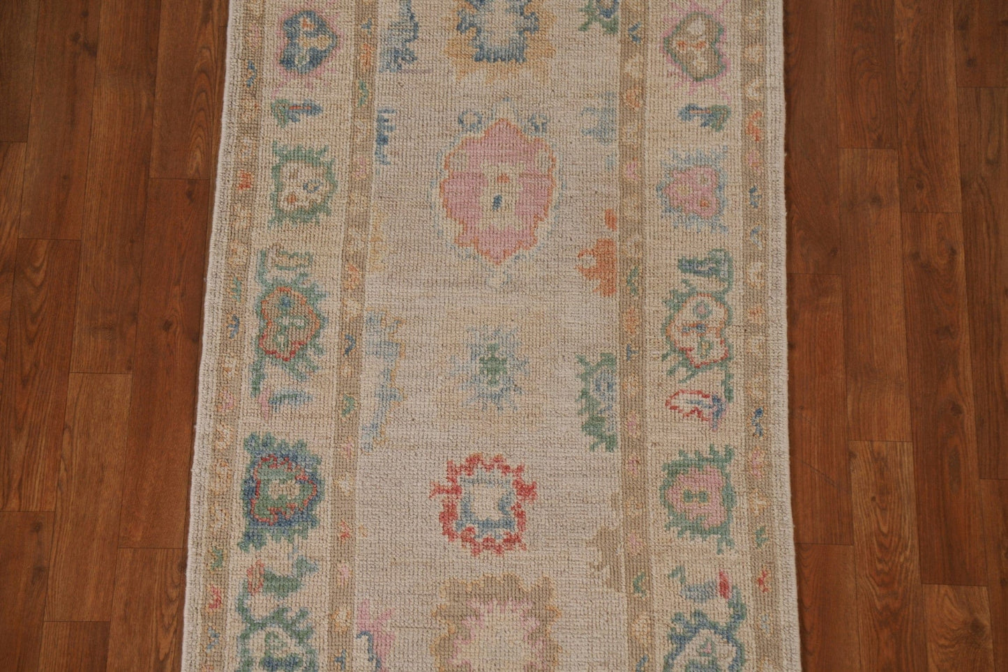 Vegetable Dye Oushak Turkish Runner Rug 3x10