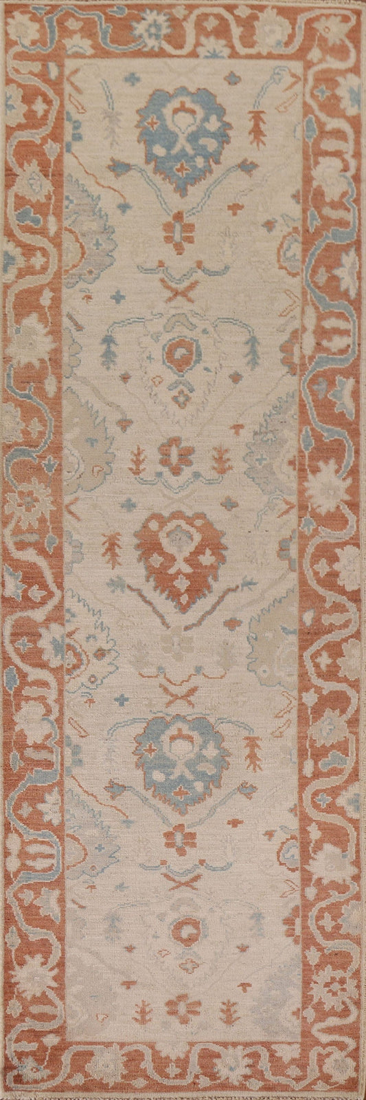 Vegetable Dye Oushak Turkish Runner Rug 3x11