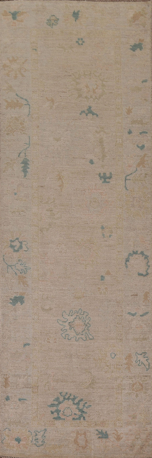 Vegetable Dye Oushak Oriental Runner Rug 3x10