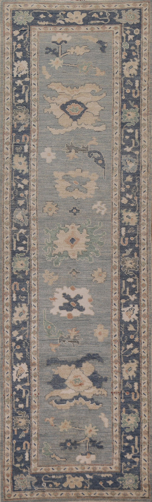 Vegetable Dye Oushak Turkish Runner Rug 3x10