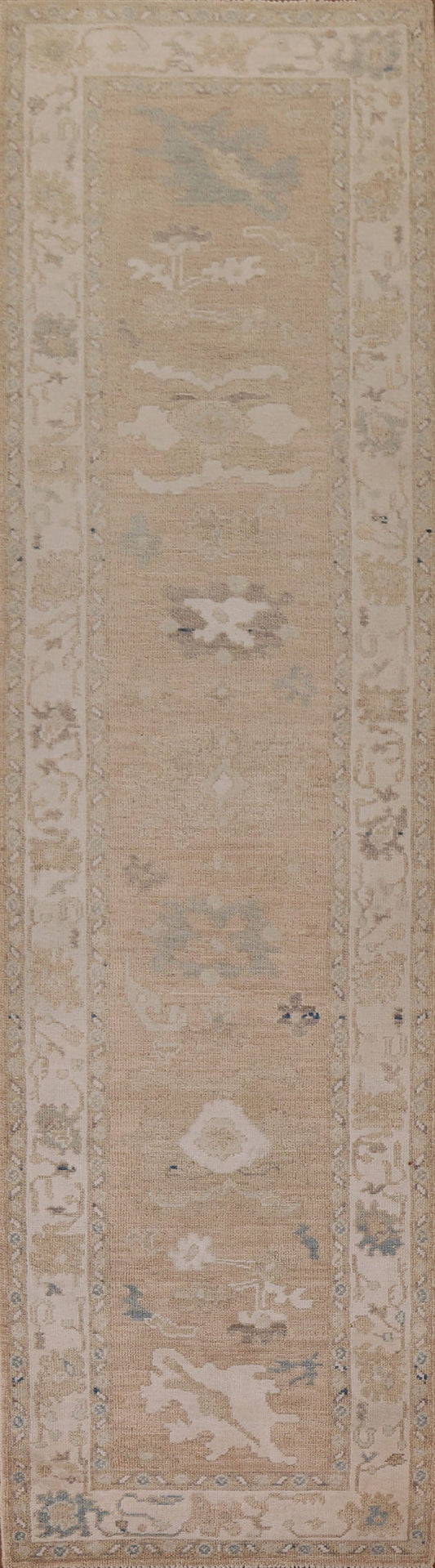 Vegetable Dye Oushak Turkish Runner Rug 3x11