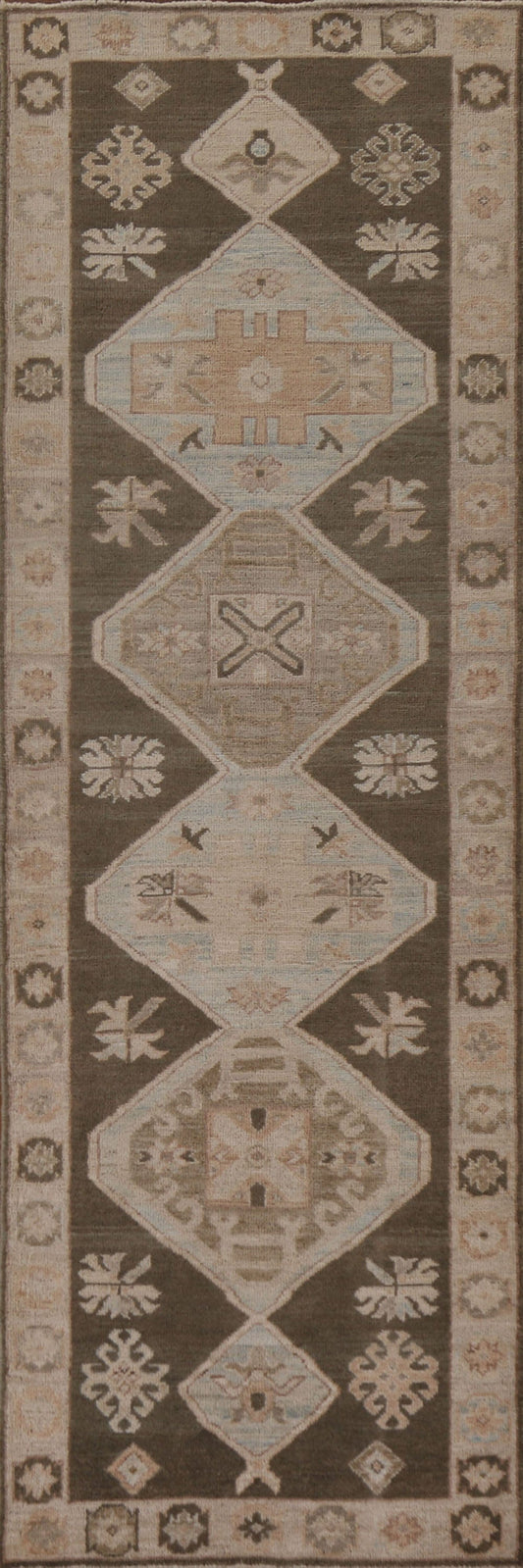 Vegetable Dye Oushak Oriental Runner Rug 3x9