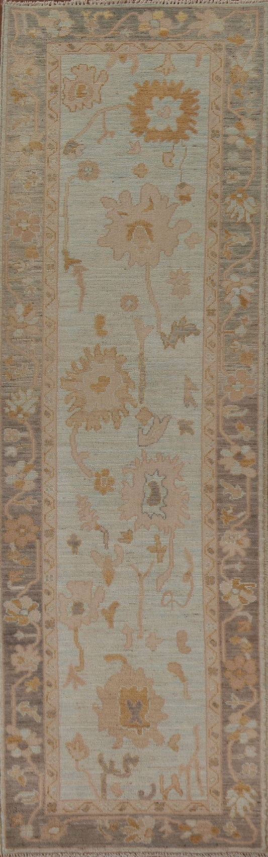 Vegetable Dye Oushak Oriental Runner Rug 3x10