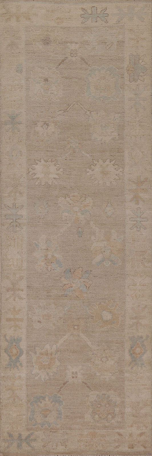 Vegetable Dye Oushak Turkish Runner Rug 3x9