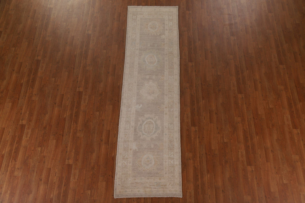 Vegetable Dye Oushak Turkish Runner Rug 3x10