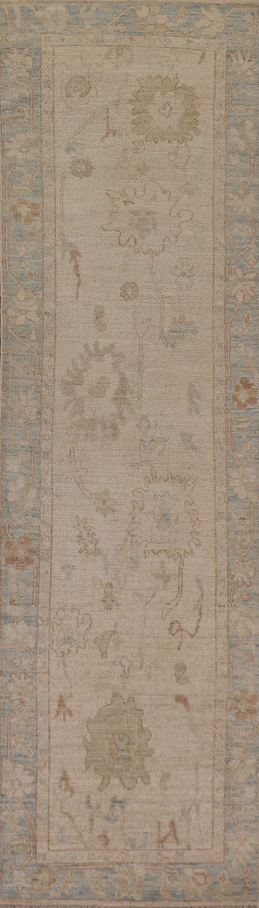 Vegetable Dye Oushak Oriental Runner Rug 3x10