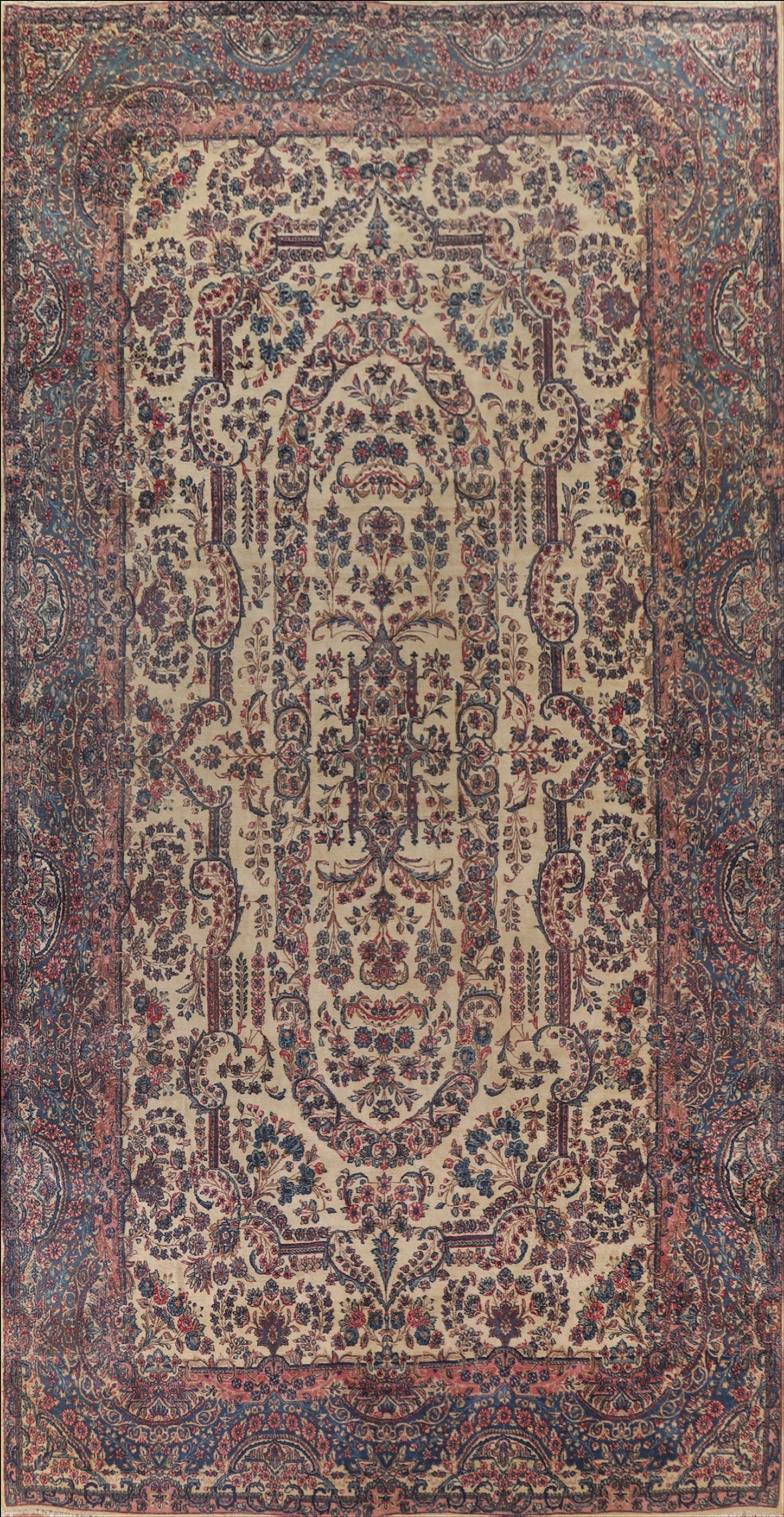 Antique Vegetable Dye Kerman Persian Large Rug 10x17