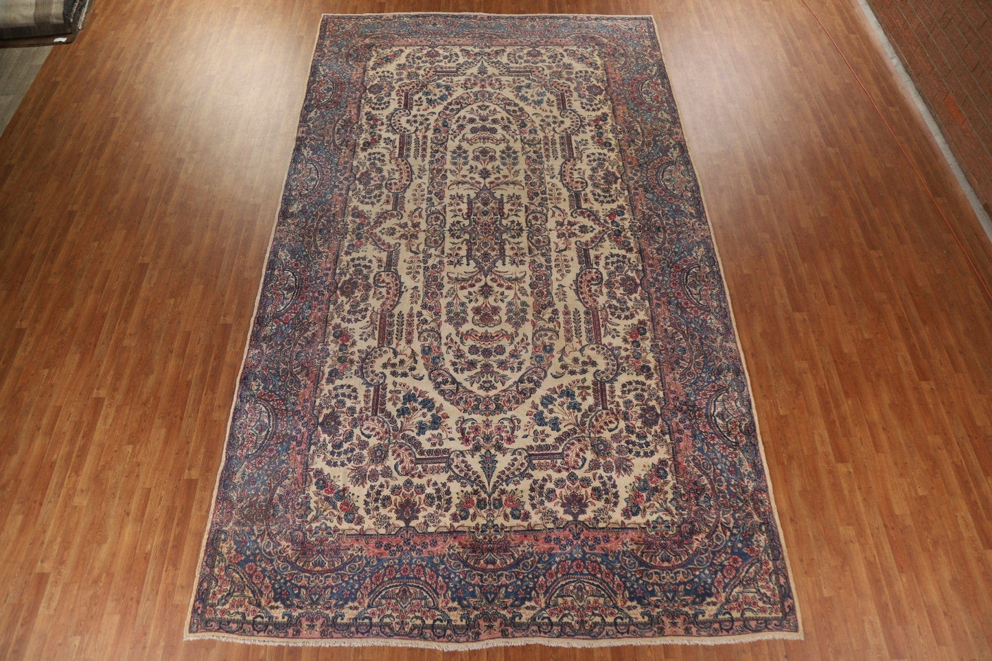 Antique Vegetable Dye Kerman Persian Large Rug 10x17