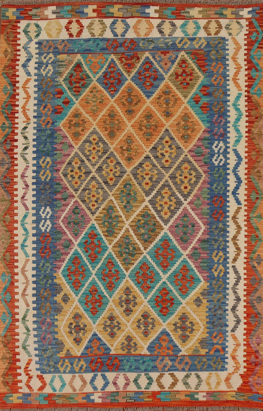 Trellis Wool Kilim Oriental Area Rug 5x6