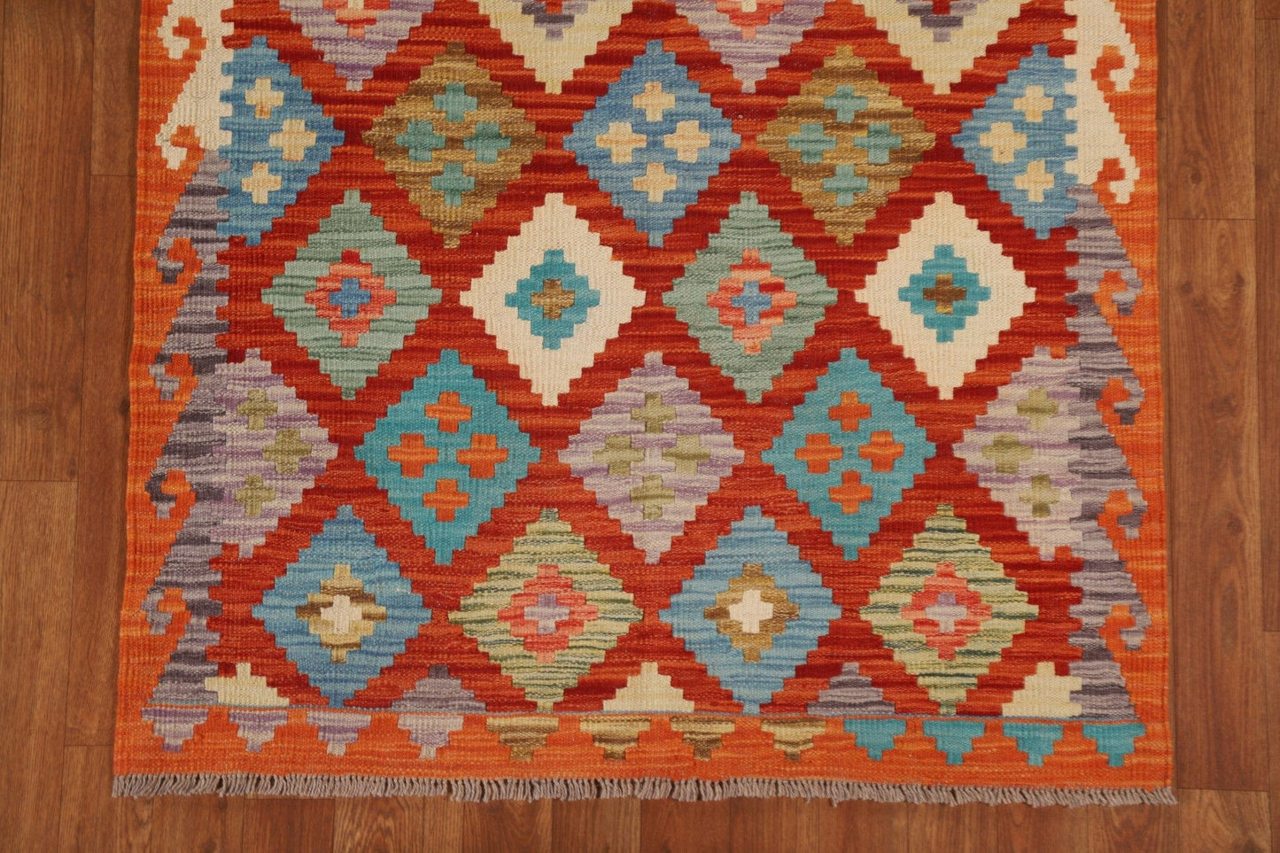 Orange Wool Kilim Oriental Area Rug 3x5